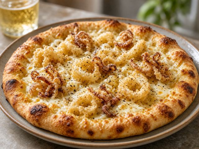 Beer-Battered Calamari Crisp Pizza