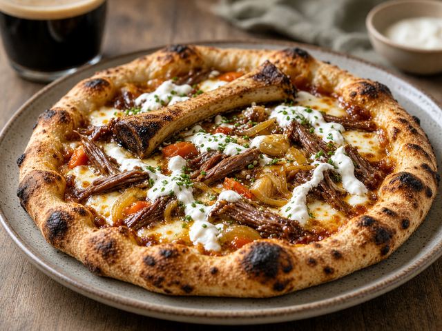 Beer-Braised Short Rib Pizza with Horseradish Cream
