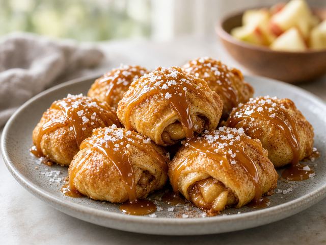Caramel Drizzled Apple Dumpling Bites