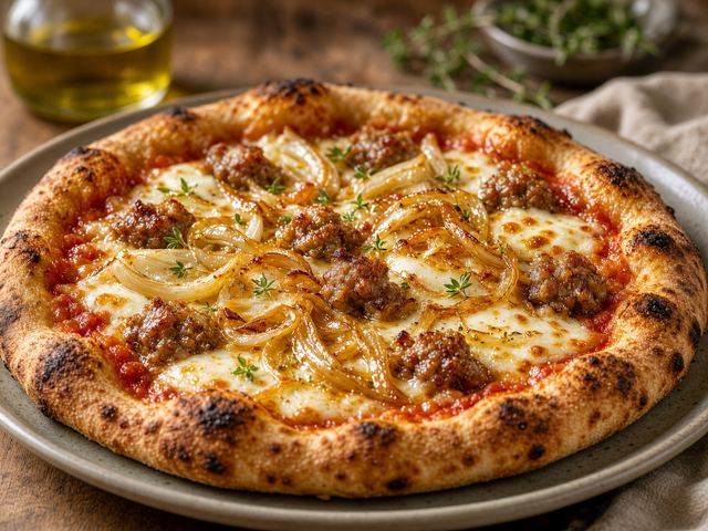 Caramelized Onion and Fennel Sausage Pizza