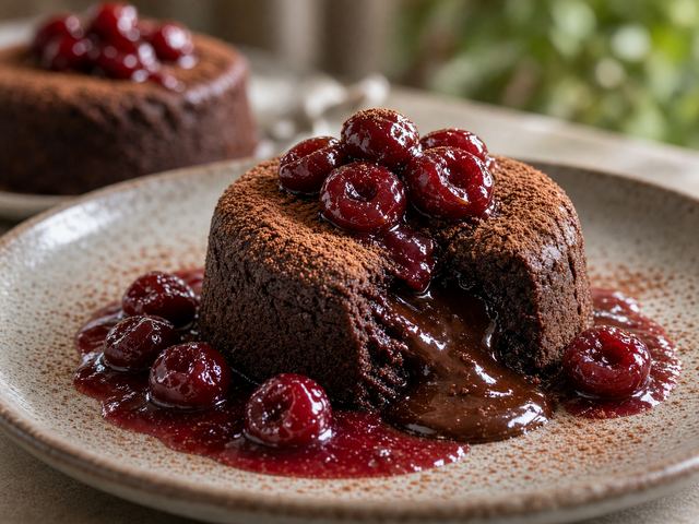 Cherries Jubilee Chocolate Lava Cakes