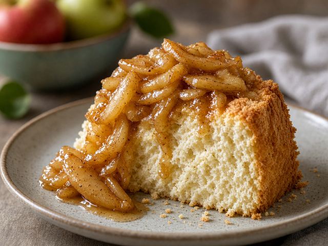 Classic Angel Food Cake with Spiced Apple Compote