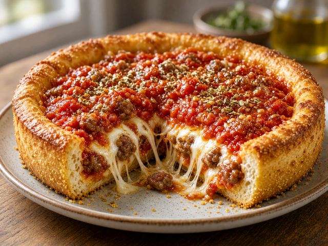 Classic Chicago Deep-Dish Sausage Pizza