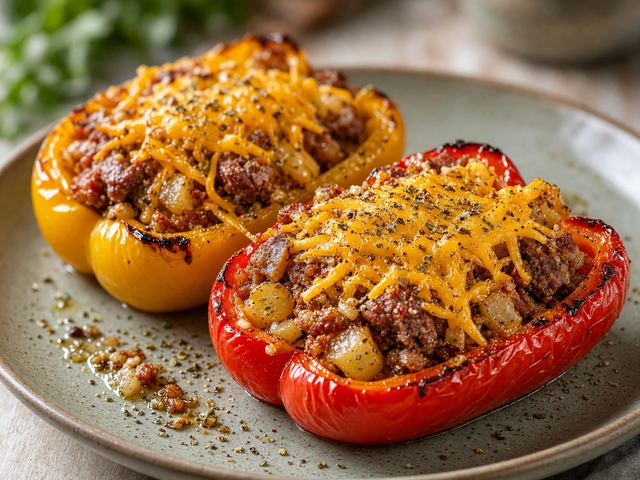 Corned Beef Hash Stuffed Bell Peppers