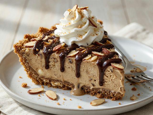 Crunchy Toasted Almond Coffee Ice Cream Pie
