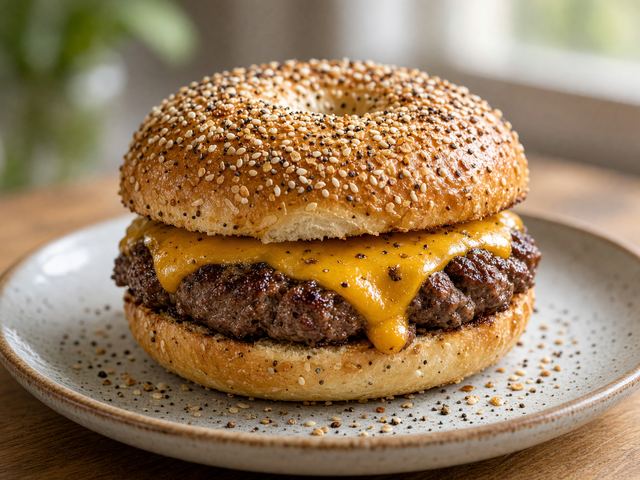 Everything-Seasoned Bagel Bun Cheeseburger