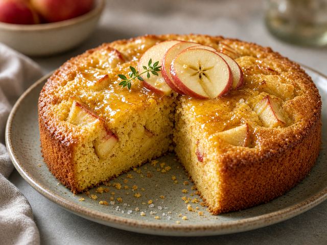 Fresh Apple Honey Cornbread Cake