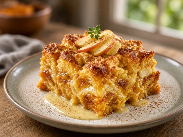 Fresh Apple Pumpkin Bread Pudding