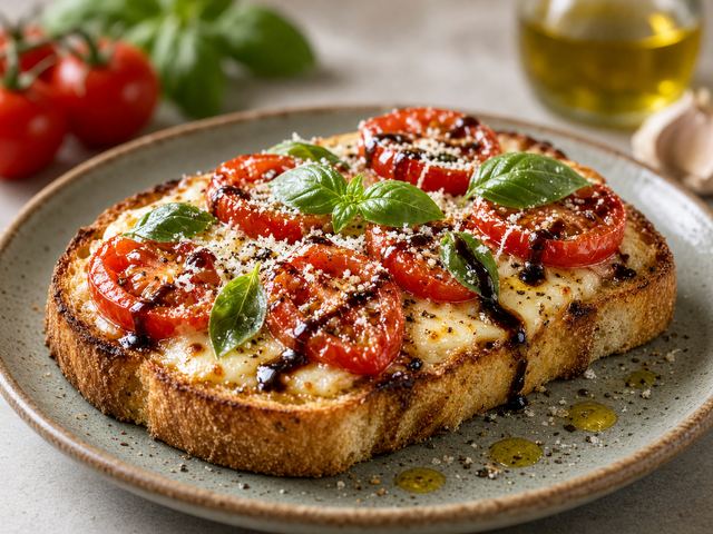 Garden Tomato Basil Open Cheese Toast