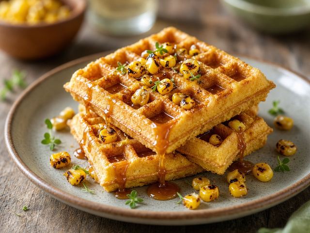 Grilled Corn Caramel Waffles