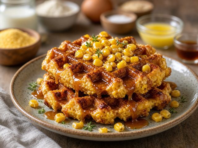 Grilled Corn Caramel Waffles