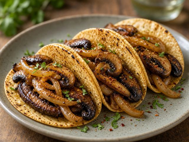 Grilled Mushroom and Onion Tacos