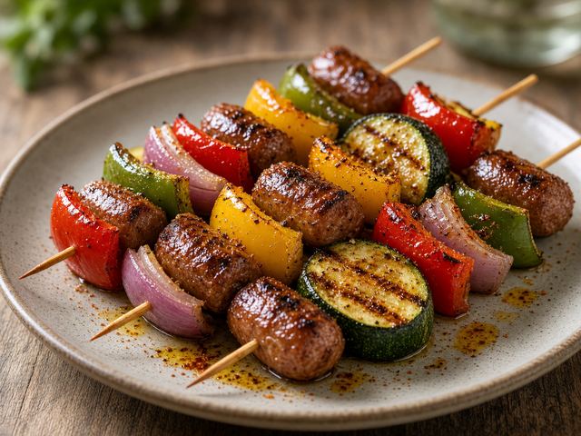 Grilled Snack Stick Kabobs with Peppers
