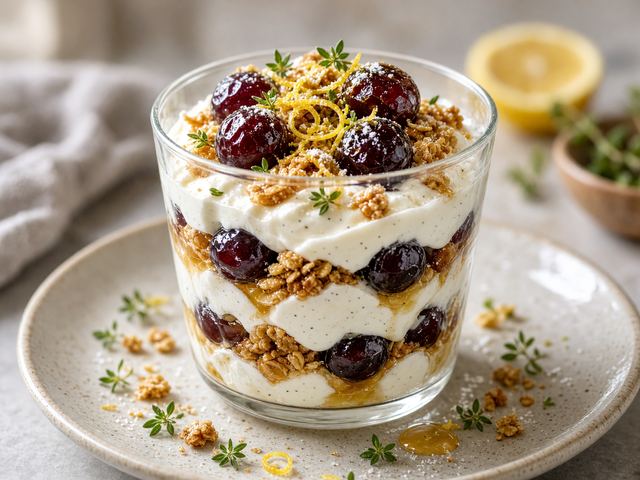 Honey-Roasted Grape Parfait