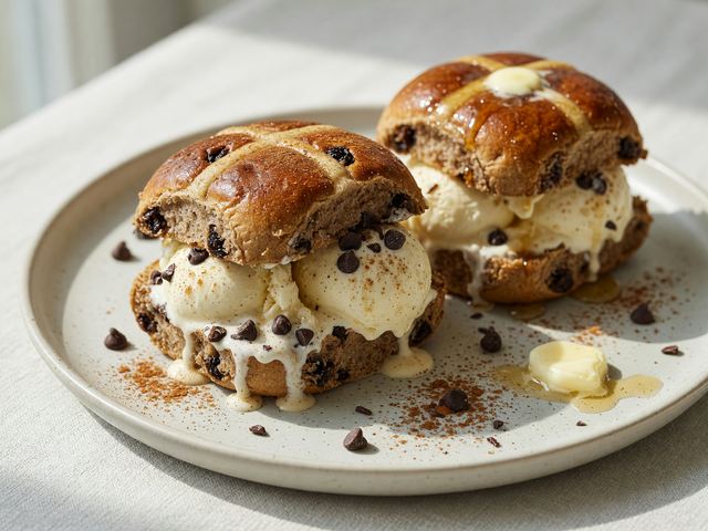 Hot Cross Bun Ice Cream Sandwiches