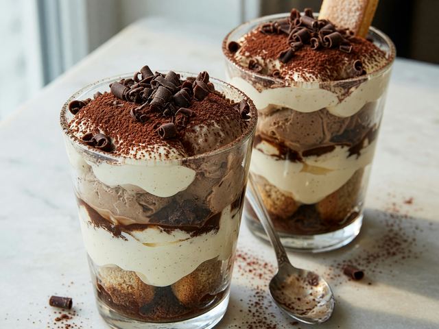 Layered Coffee Ice Cream Tiramisu Parfait Cups