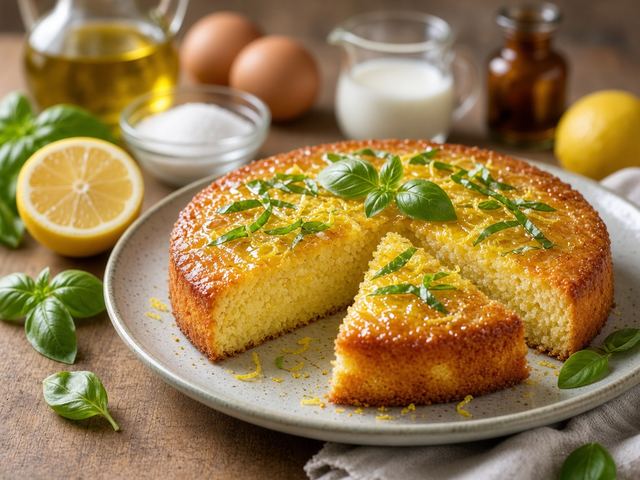 Lemon Basil Olive Oil Cake