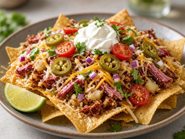 Loaded Corned Beef Hash Nachos