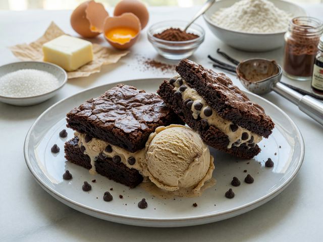 Mocha Brownie Ice Cream Sandwiches