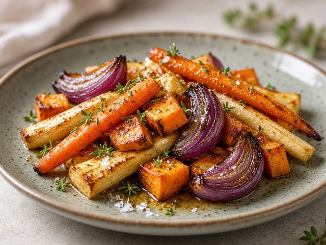 Mulled Cider Reduction Roasted Root Vegetables