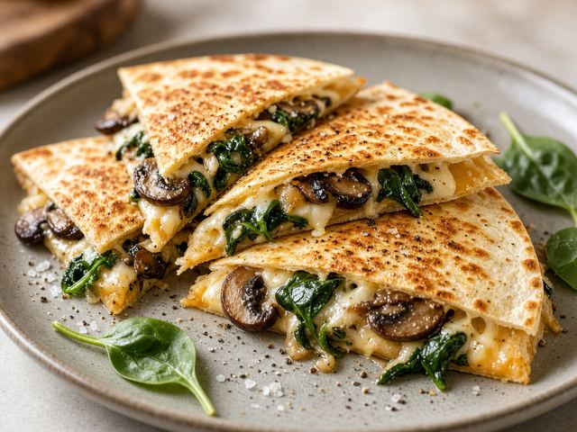 Mushroom and Spinach Quesadilla