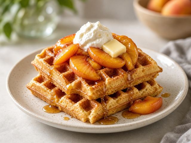 Peach Shortcake Waffles
