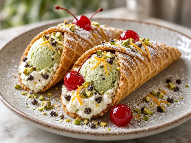 Pistachio Cherry Cone Cannoli Twist
