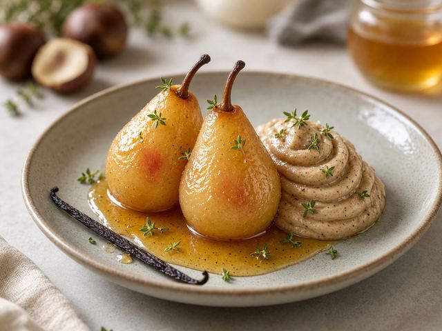 Poached Pears with Chestnut Cream