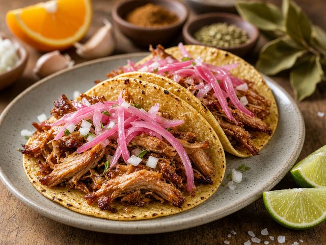 Pork Carnitas Tacos with Pickled Onions