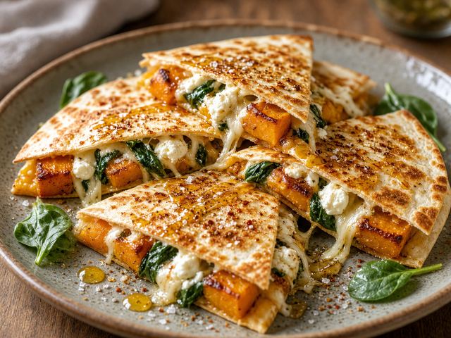 Roasted Butternut Squash Melty Goat Cheese Quesadilla