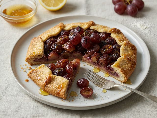 Roasted Grape & Honey Crostata