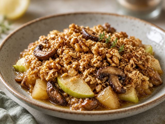 Roasted Mushroom Fruit Crumble