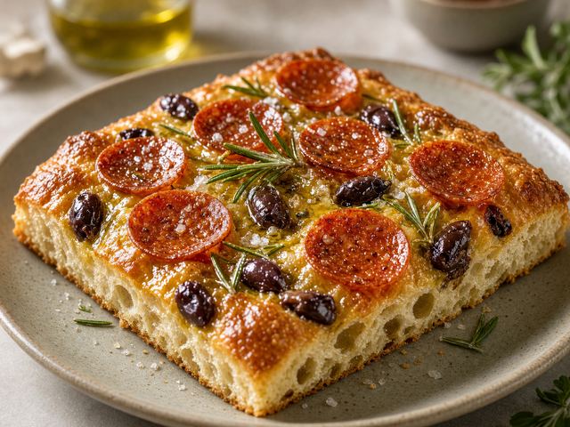 Rosemary Pepperoni Olive Focaccia