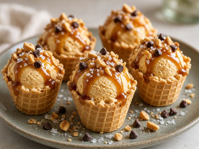 Salted Caramel Cone Sundae Bites