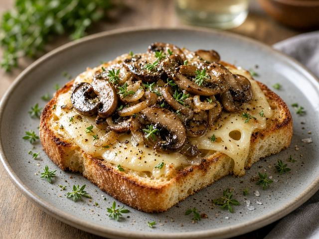 Sautéed Mushroom Swiss Cheese Toast