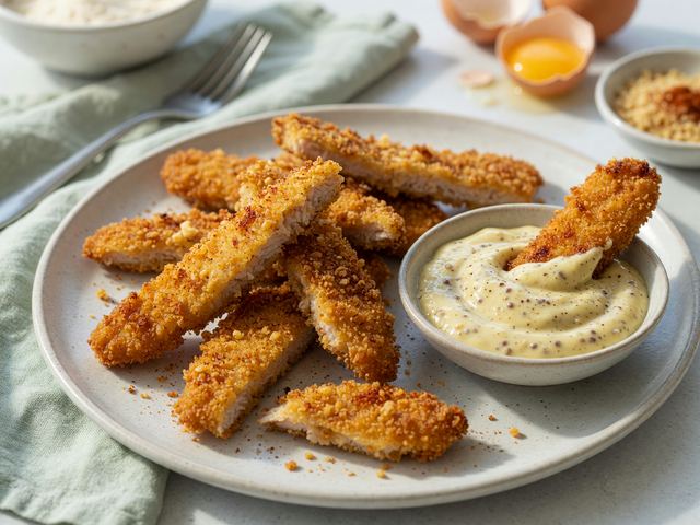 Schnitzel Strips with Tangy Mustard Dip
