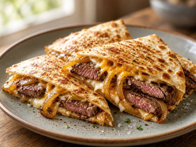 Seared Flank Steak Sweet Onion Quesadilla