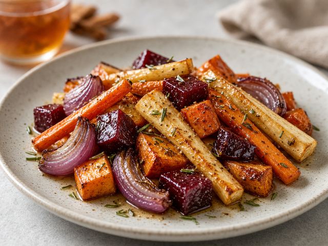 Sheet-Pan Root Vegetables with Mulled Cider Glaze