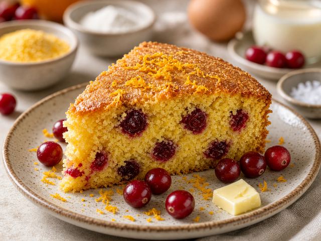 Simple Cranberry Orange Cornbread Cake