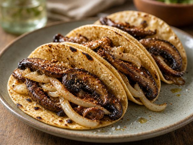 Smoky Grilled Mushroom and Onion Tacos