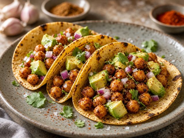 Spiced Chickpea and Avocado Tacos