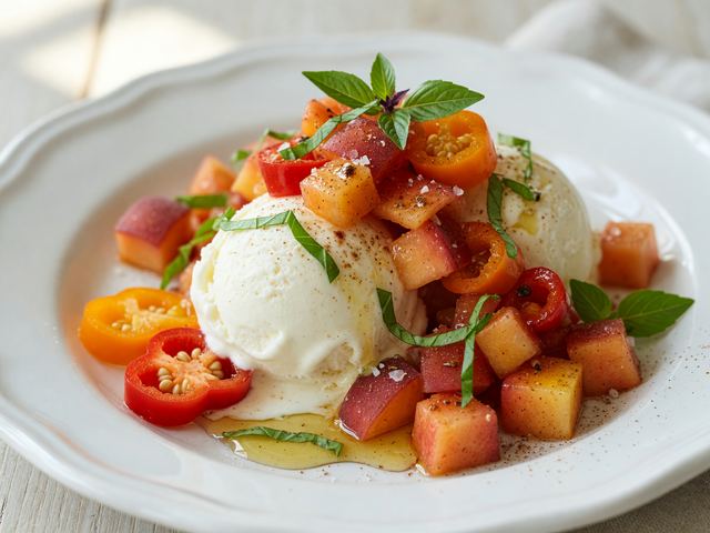 Spiced Peach & Pepper Salsa Sundae
