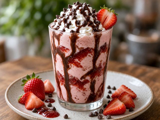 Strawberry Chocolate Ribbon Swirl Shake