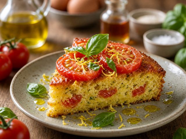 Tomato Basil Olive Oil Cake