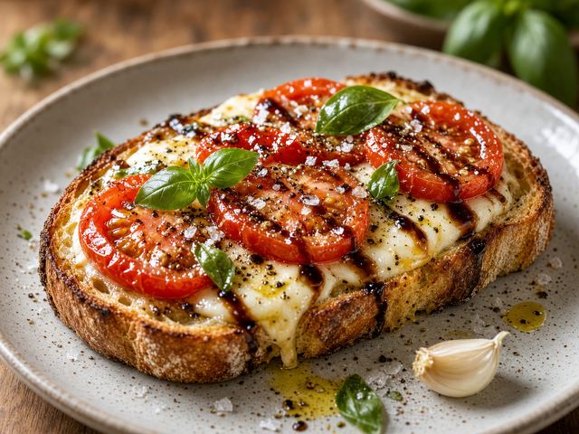 Tomato Basil Open-Faced Cheese Toast
