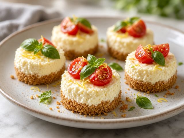Tomato Basil Ricotta Cheesecake Bites