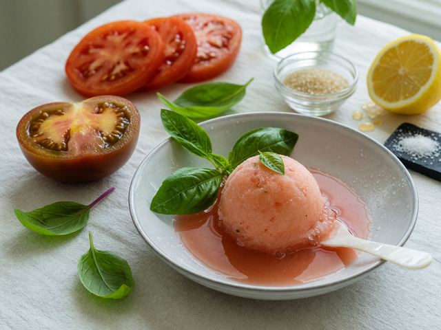 Tomato Water & Basil Sorbet