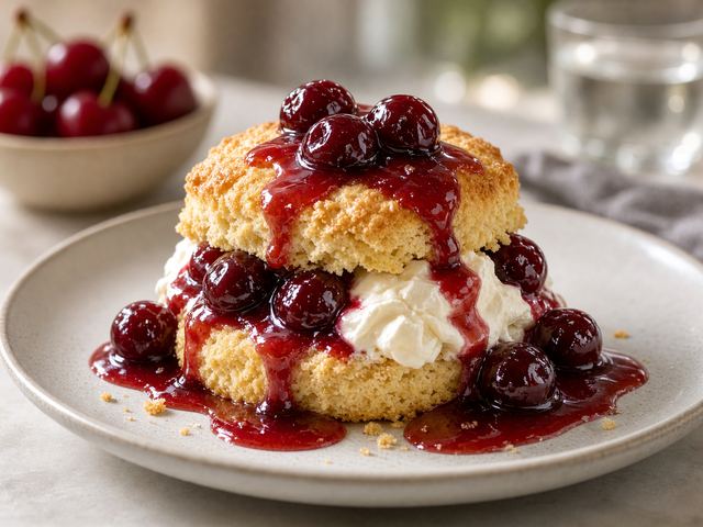 Warm Cherries Jubilee Shortcake