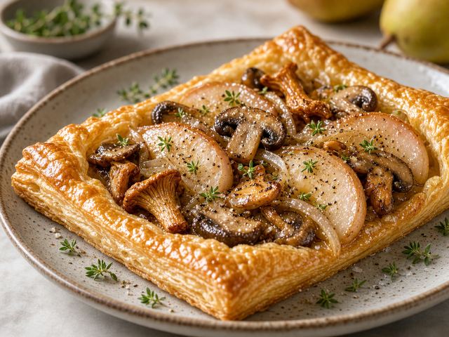 Warm Mushroom Pear Tart