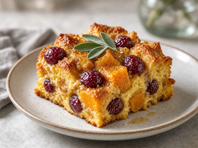 Warm Squash & Grape Bread Pudding